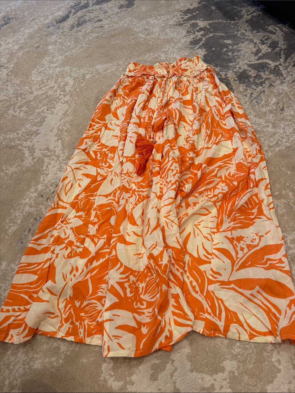 True Destinations Orange Floral Botanical Wide Leg Pants, M Beach Resort - Picture 4 of 8